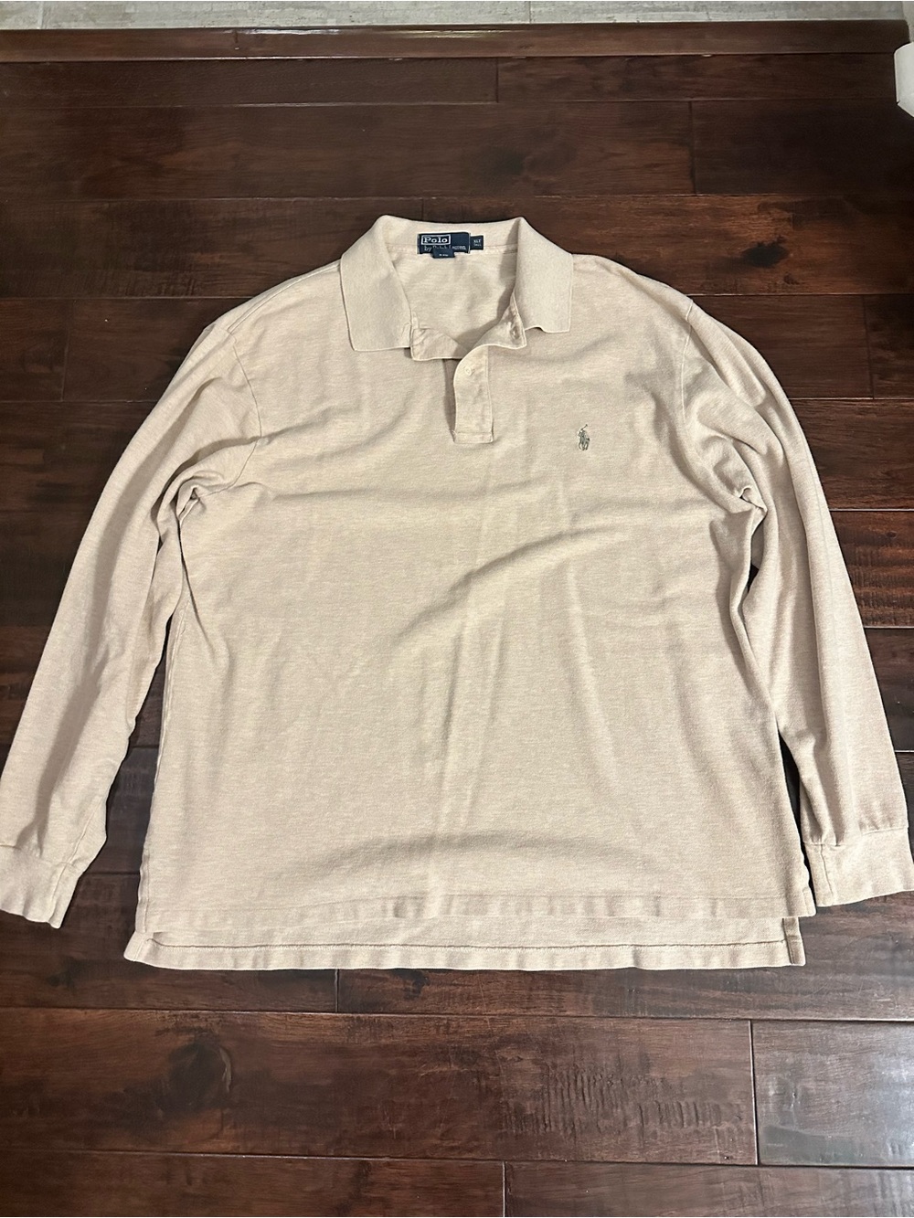 Ralph Lauren Tan Long-Sleeve Polo Shirt with Embroidered Pony XL Tall
